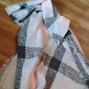 Plaid Fringe Blanket Scarf